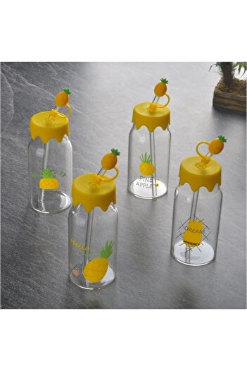 Tohana 75555 Glass Carafe with Straw Pineapple