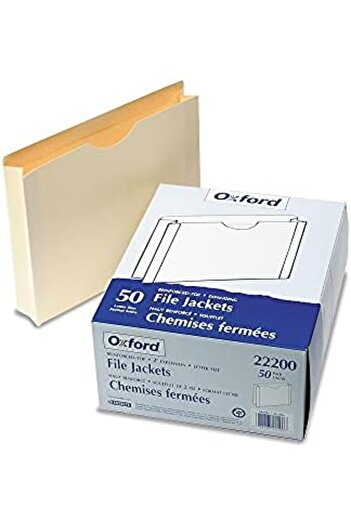 STOREMAX Snshop File Jackets, Letter Size, Manila, 2” Expanding, Reinforced with Thumb Cut