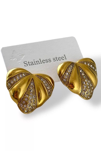 CAŞ DEKORASYON Gold Color Heart Steel Earrings (Pair)