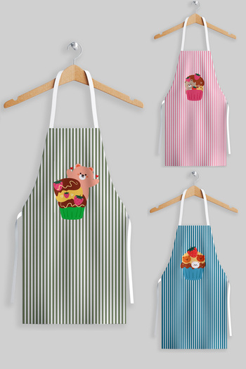AYSHOME Ays Home 2 Children 1 Mother 3-Piece Kitchen Apron Set