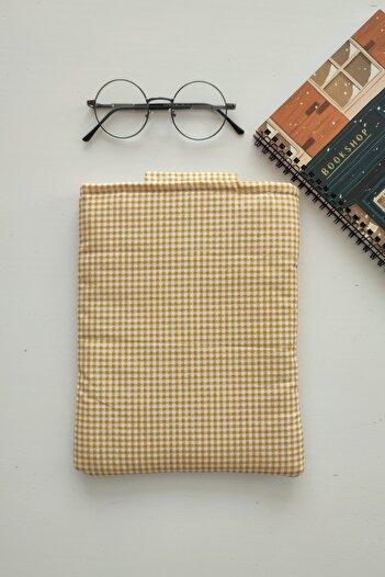 Outlet Çarşım Gingham Pocket Book Case Fiber Filled Book Lover Gift