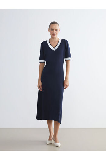 LC Waikiki Sparkling Choices from Shining Store |   V-Neck Women's Knitwear Dress