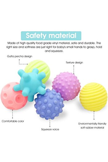 erorex Squeeze Balls For Kids 6 Pack Ages 3 12 Months Textured Squeak Bath & Play Vinyl Baby Toy