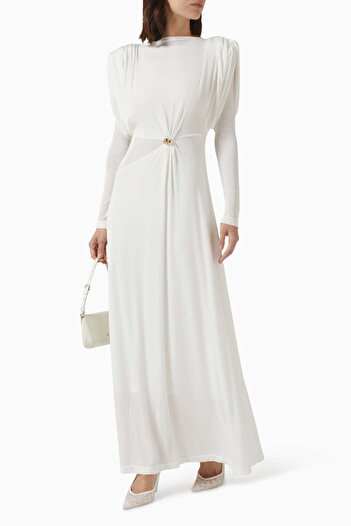 Eegen Studio Diva Maxi Elbise - Puffed Sleeves, Twinkle Knit, U-Cut Back, Şıklığı Yansıtan Tasarım