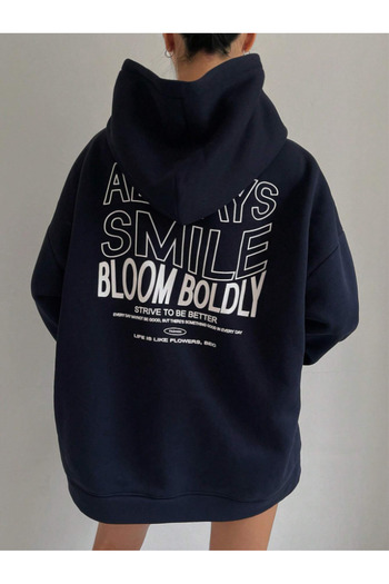 Revasser Unisex Erkek/Kadın ALWAYS Renkli Özel Baskılı Pamuklu Oversize Kapüşonlu Sweatshirt