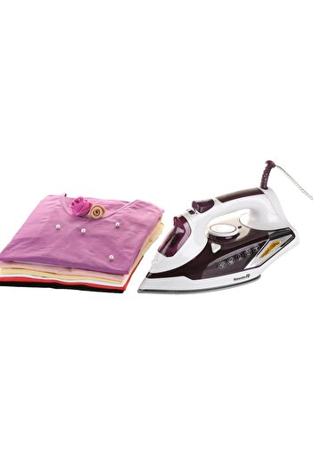 Hausberg Iron HB-7880MV, 2300W, Ceramic coated soleplate, 400ml water tank, White-Purple