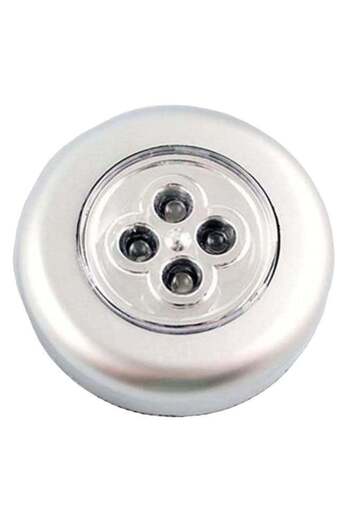 Generic 4-LED Wireless Stick-On Touch Tap Night Lamp Silver/Clear