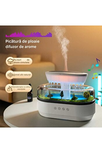 Nubiqo Umidificator cu Peisaj 3D Nubiqo®, Lumina LED RGB, Aromaterapeutic si Relaxant,250ML, Silentios, Alb