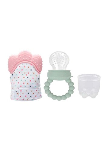 PIKKABOO Chew & Feed Teether with Fruit Pacifier Duo - Pink