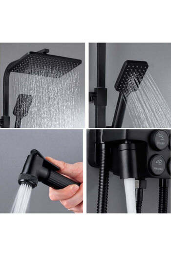 OEM PureShower Shower Column and Bathtub, 4 Functions, Thermostat and Display, Wall Mounted, Black