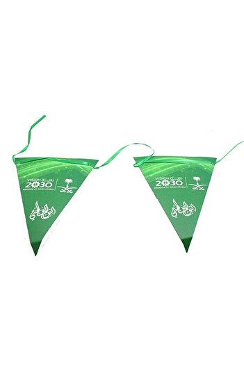 Generic Hard Paper Kingdom Of Saudi Arabia National Day Triangle Flag/Banner Green 3meter