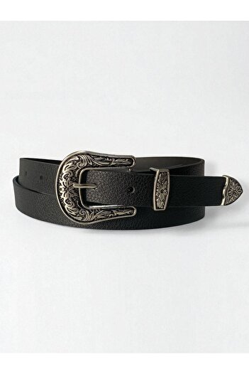 Gesa Tooling Buckle Design Unisex Thin Black Belt 2.5 cm