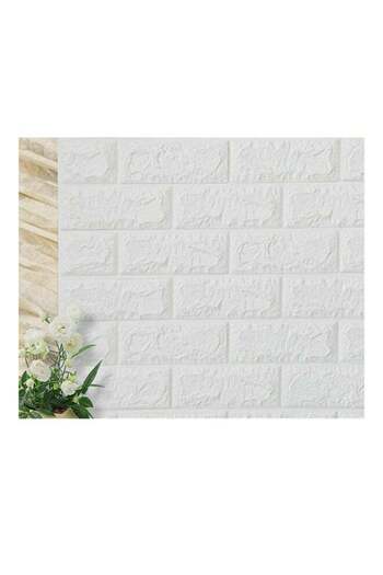 Generic 3D Brick Pattern Bedroom Wallpaper White 77x70cm