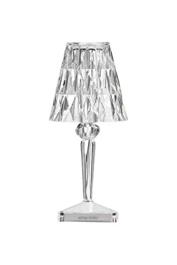 sharpdo Touch Control Crystal Table Lamp With Dual USB Charging Ports Clear