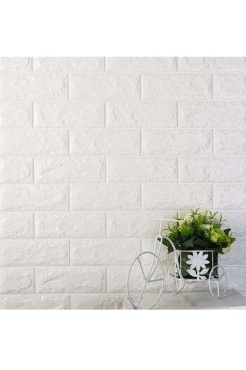 Generic 3D Bricks Pattern Wall Sticker White