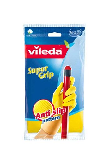 Vileda Pair Of Super Grip Anti-Slip Gloves Yellow 8inch