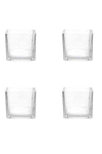 Generic 4-Piece Cubic Transparent Vase Set Clear 8 x 8centimeter