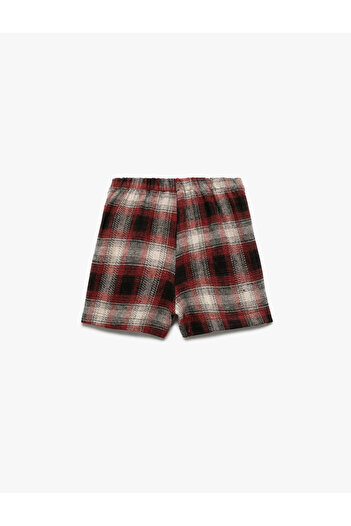 Koton Red Girls' Pleated Plaid Skirt with Elastic Waistband 6Wkg40029Aw
