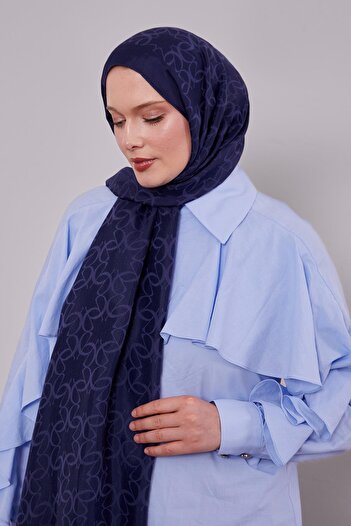 Levidor Navy Blue Geometric Pattern Grazia Shawl