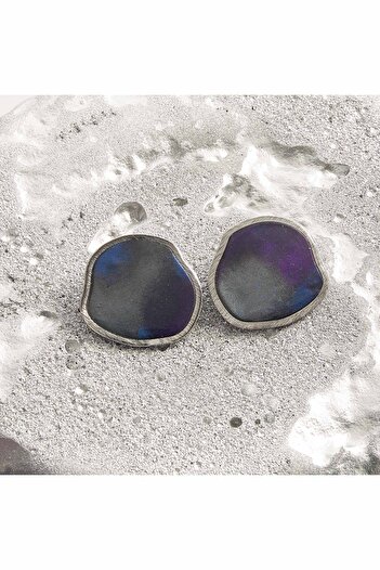 NARRU Handmade earrings, silver, navy blue, purple, Arya 09