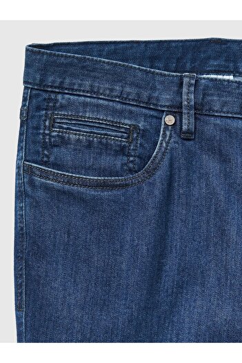 Hiltl 5 Cep İnce İndigo Mavi Pamuk Elastan Denim Regular Fit Pantolon