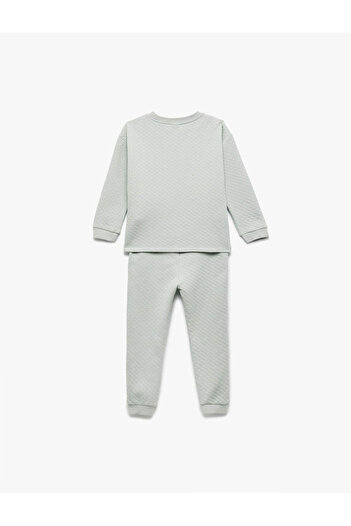 Koton Quilted Crew Neck Koala Embroidered 2-Piece Green Baby Boy Top-Underwear Set 6Wmb10195Tk