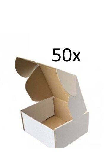 Generic 50 صندوقًا من الورق المقوى الأبيض مع إغلاق ذاتي وتصميم بسيط