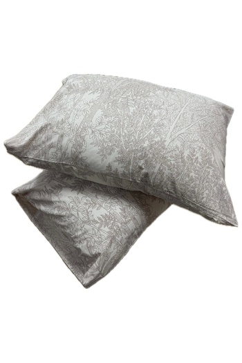 Clasy Ranforce 100% Cotton 2 Pieces Pillow Case Leaf Pattern Beige