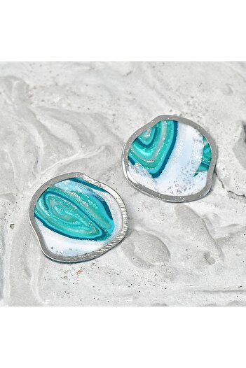 NARRU Handmade earrings, turquoise, white, silver, Arya 16