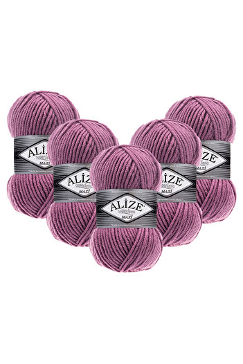 Alize Superlana Maxi 5-Pack – 28 -Thick Knitting Yarn for Winter Sweater Cardigan and Scarf