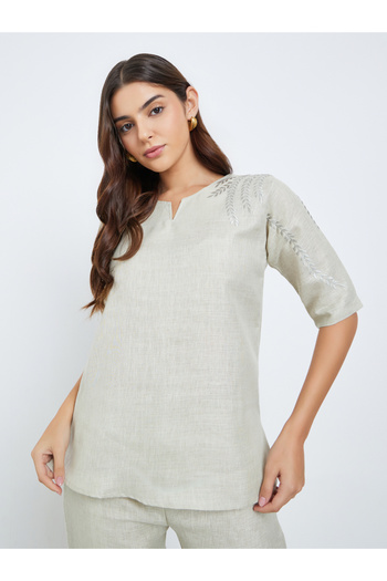 Styli Beige Textured Top Trousers Co-Ords