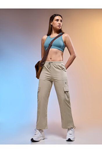 Technosport By Styli Women Solid Slim Fit Sports Cargo Track Pants