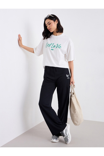 Styli Embroidered Slogan Oversized T-Shirt