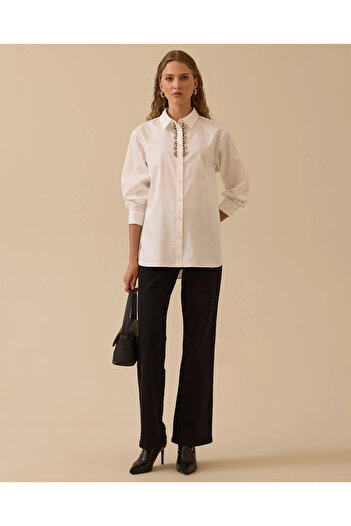 SEÇİL Stone Embroidered Classic Shirt