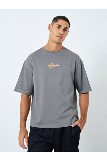 Styli Terry Oversized Slogan Print T-Shirt