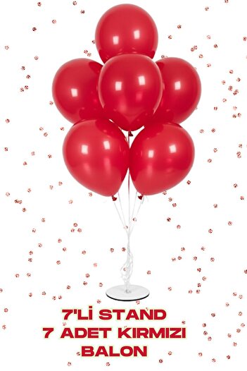 Baloncu Nene 70 cm 7 Li Balloon Stand 7 Pieces Red Shiny Balloon Celebration Birthday Ornament Material