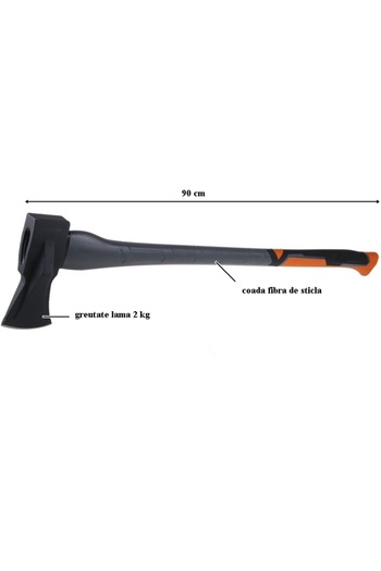 SGTT Splitting axe with a capacity of 2000 g, eXtra, length 900 mm, fiberglass handle