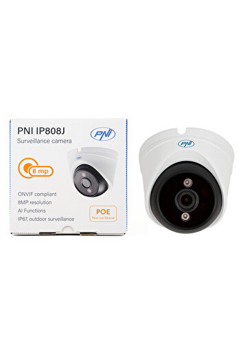 PNI IP808J POE video surveillance camera, 8MP, black light, 2.8mm lens