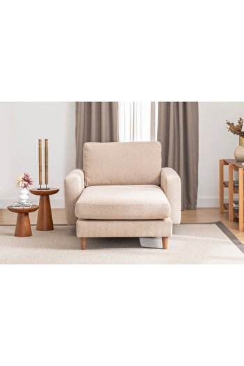 Vivense MERLİN DAYBED, İNCE KOL, NATUREL AYAK, RECYCLED KUMAŞ, CAPPUCİNO