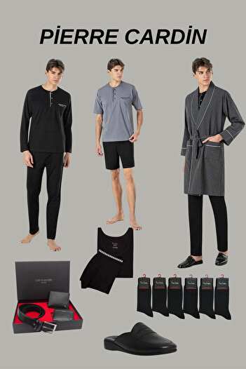 Pierre Cardin Men's Dowry Set Black Licensed Boxed 7-Piece Groom Set