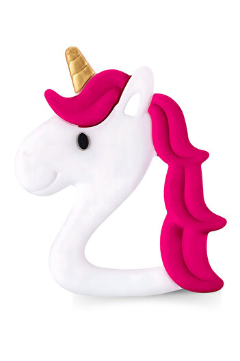Fab N Funky Silicone Teether Ergonomic, Work Out Pain, Soft And Durable, 3 Months+ ,7.2 x 8.5 cm - Rosy