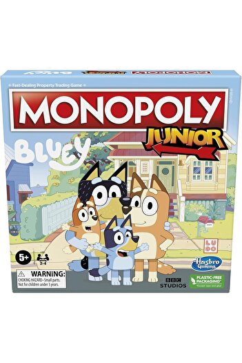 Monopoly Junior: Bluey Edition Board Game for Kids Ages 5+, Play as Bluey, Bingo, Mum, and Dad, Feat