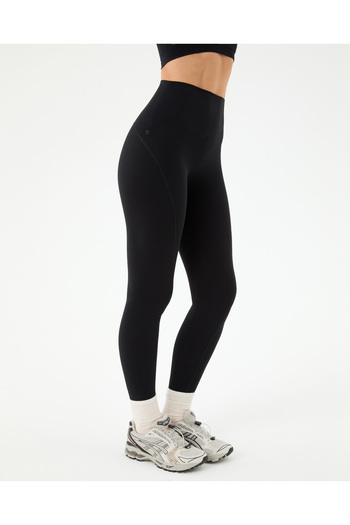 Ayma Active Women's Black Stitch Detail Motion Leggings - Recycled, High Waist, Double Layer Corset