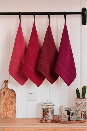 DNZGÜLCAN There Are 4 Towel Set Hand Towel Face Towel 100% Cotton 30X50 cm