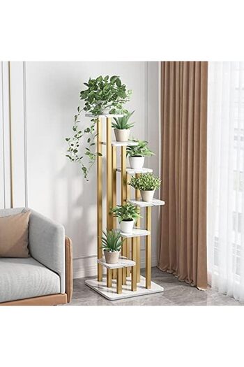 Türkiye Garden Art Gold Metal Flower 6 Step Display Rack Pot Plant Stand Elegant Floor Stand with 6 Display
