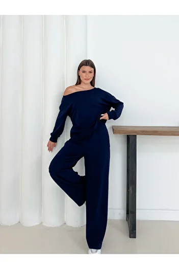 OTAKU Women's Modal Fabric Off Shoulder Sweatshirt and Trousers Set