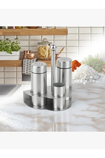 rexa 3-Piece Spice Jar Set with Silver Steel Stand - 2SS28-2246
