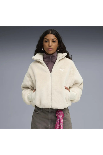 Puma Soft Fleece jacket Krem Kadın Mont