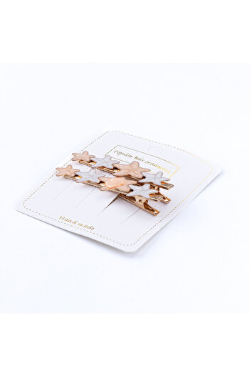 Bimotif Set of Hair Clips Star, Pink-White