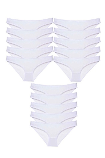 No8 Home 15 Pieces Super Eco Set Lycra Women's Slip Panties White